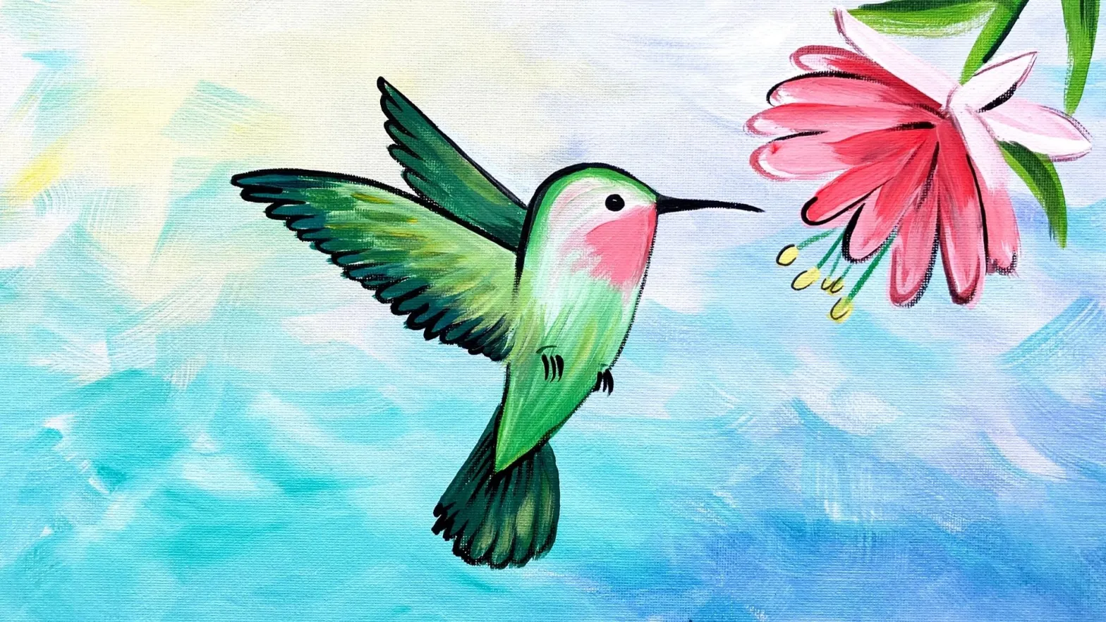 New video: 'Lucky Hummingbird' easy acrylic painting tutorial for beginners  – Skye Pratt – Teaching Artist