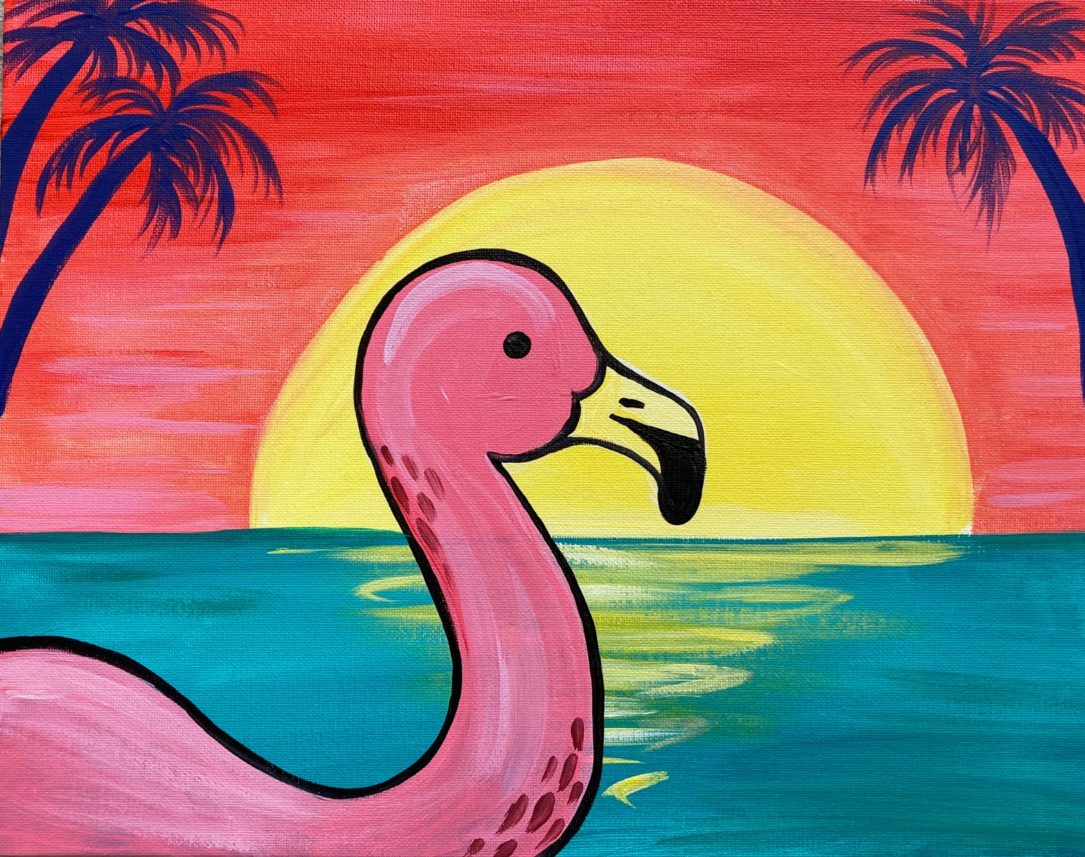 New video: Pink Flamingo easy acrylic tutorial for beginners – Skye Pratt –  Teaching Artist